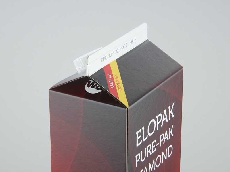 Elopak Pure-Pak Diamond Slim 1500ml carton packaging 3D model pack