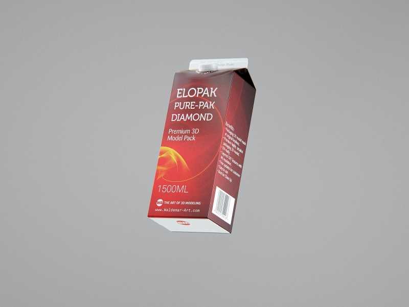 Elopak Pure-Pak Diamond Slim 1500ml carton packaging 3D model pack