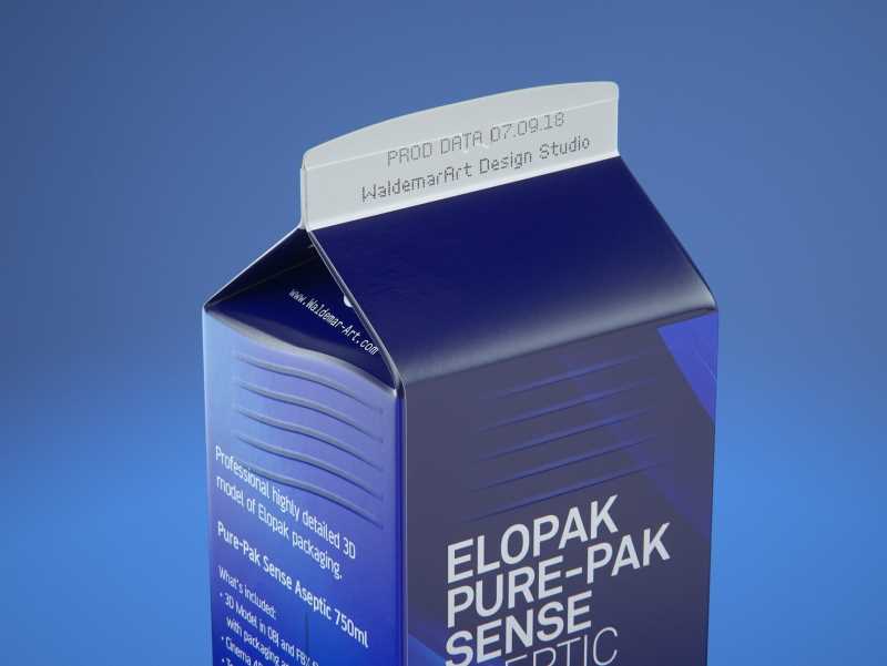 Elopak Pure-Pak Sense Linea 750ml Premium carton packaging 3D model pack