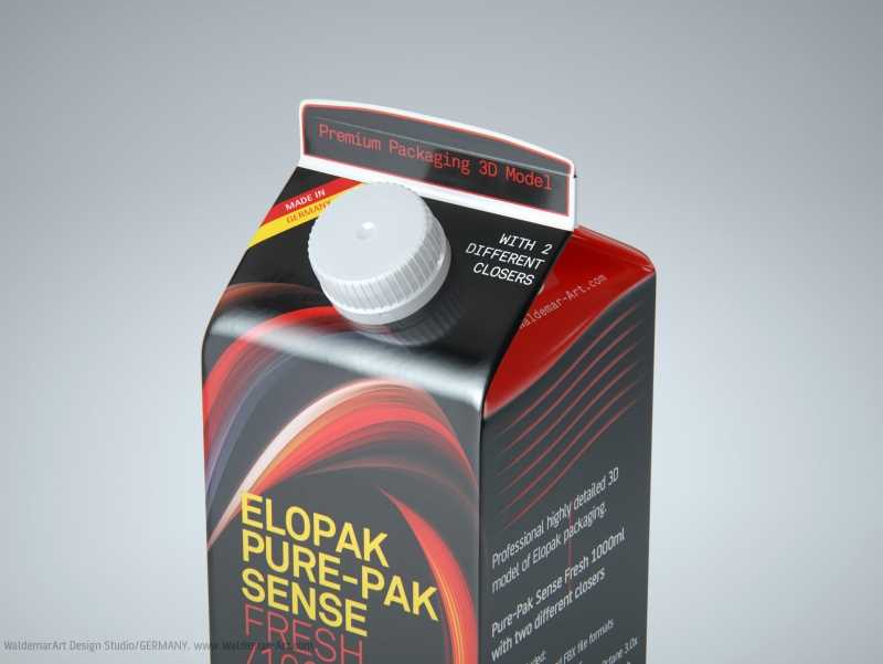 Premium 3D model of Elopak Pure-Pak Sense Fresh 1000ml with two openings