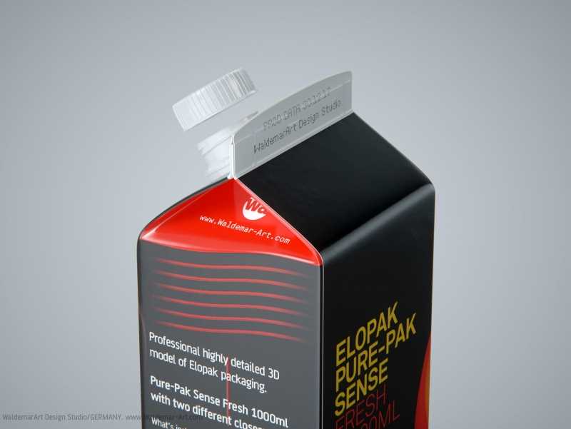 Premium 3D model of Elopak Pure-Pak Sense Fresh 1000ml with two openings