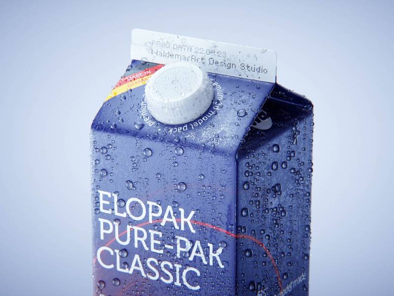 Elopak Pure-pak Classic 1000ml with tethered cap TwistFlip 29 and Condensation Premium 3D model pack