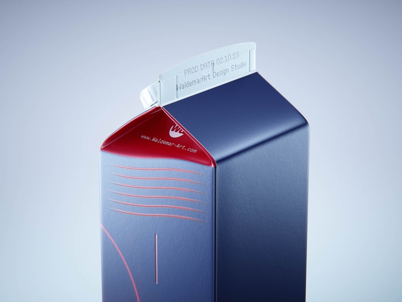 Premium carton packaging 3D model of Elopak Pure-Pak Sense 1000ml with tethered cap TwistFlip 34