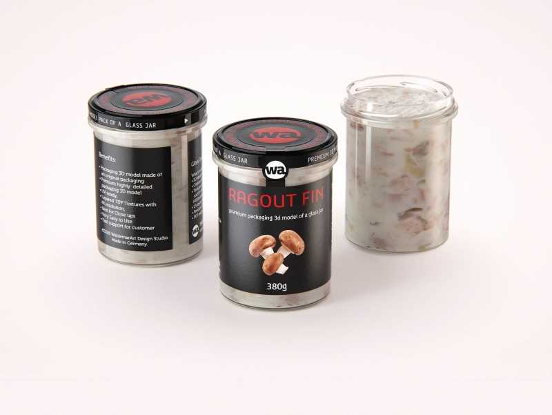 Ragout Fin 380g glass jar packaging 3d model