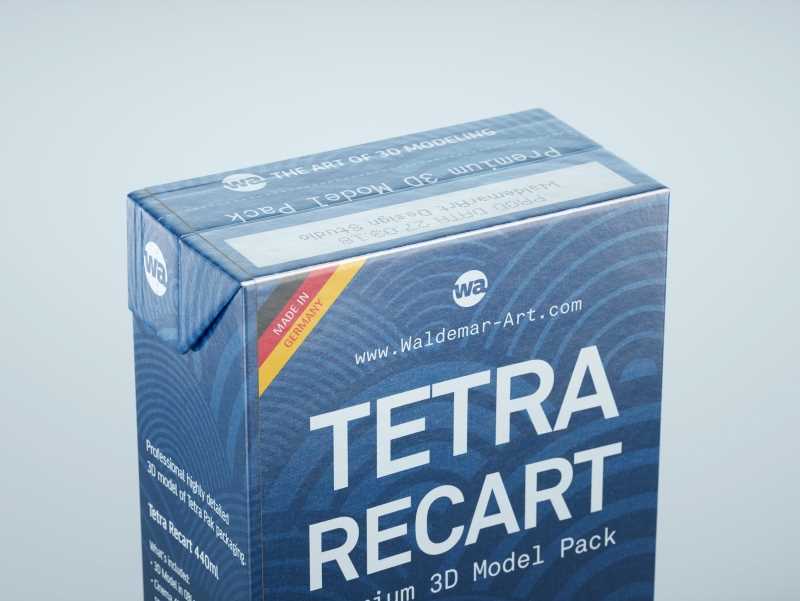 Tetra Pack Recart 340, 390 and 440ml carton packaging 3D model pak