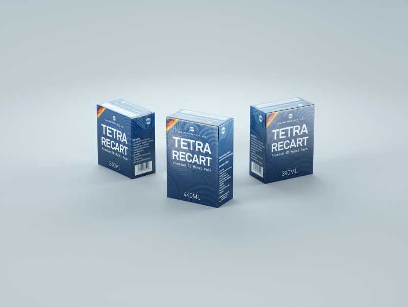 Tetra Pack Recart 340, 390 and 440ml carton packaging 3D model pak