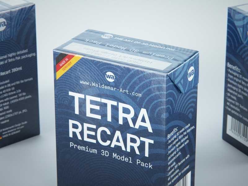 Tetra Pack Recart 390ml Premium carton packaging 3D model pak