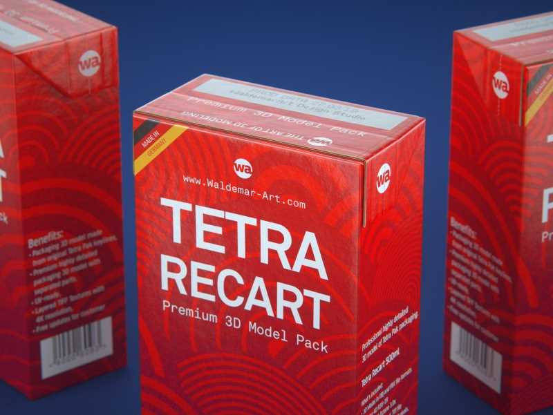 Tetra Pack Recart 500ml Premium carton packaging 3D model pak