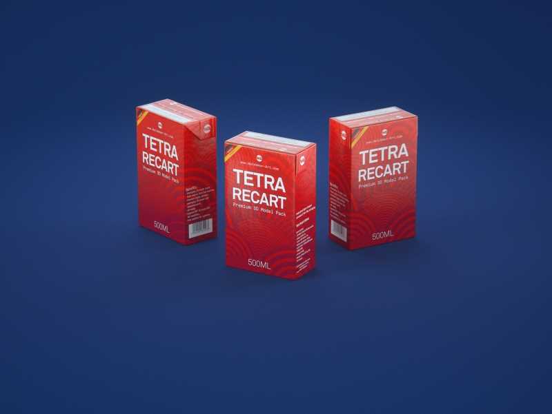 Tetra Pack Recart 500ml Premium carton packaging 3D model pak