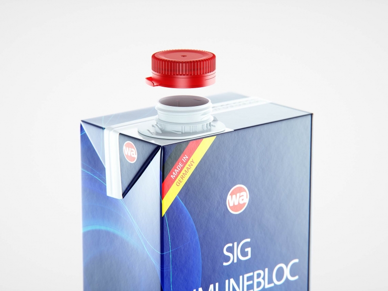SIG SlimlineBloc 1000ml with tethered cap SwiftCap premium carton packaging 3D model
