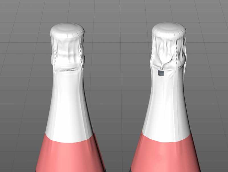 Champagne bottle 750ml 3d model for sparkling wine, with foil, labels, champagne cork and glass of sparkling wine