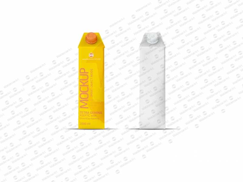 Tetra Pack Gemina Aseptic 1000ml Square Package MockUp with StreamCap Front View