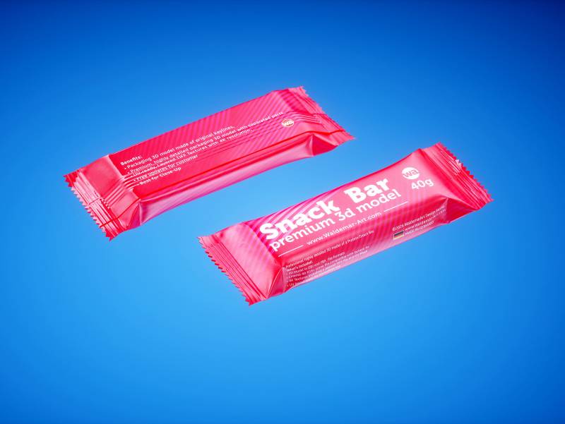 Protein / Snack bar (40g) with partially opened packaging premium 3D model