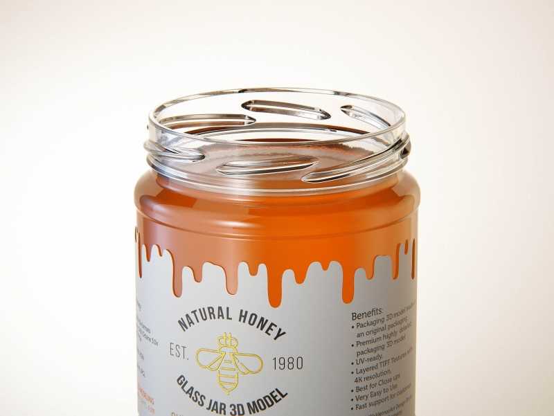 Summer Flower Honey Glass Jar 500g packaging 3d model