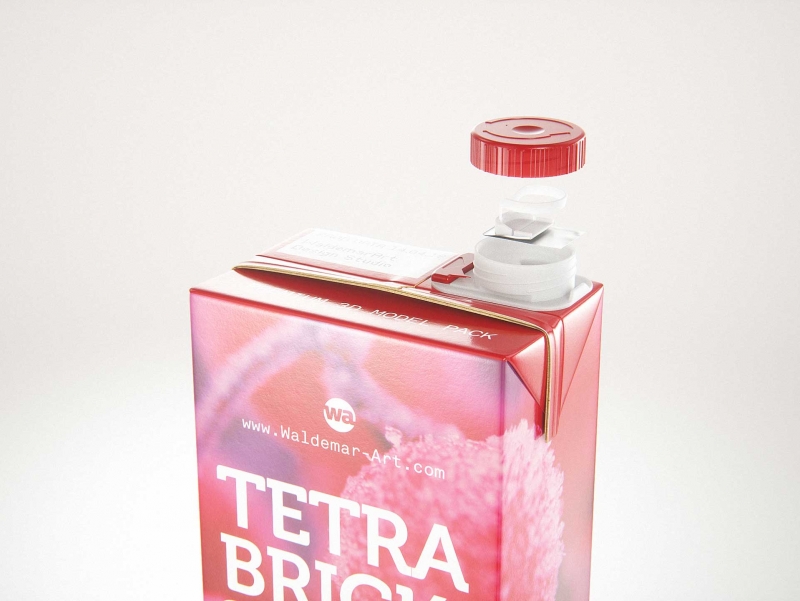 Tetra Pack Brick Slim 1000ml with SlimCap Premium packaging 3D model pak