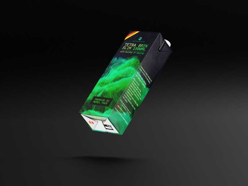 Tetra Pack Brick Slim 1500ml with HeliCap 23 Premium package 3D model pak
