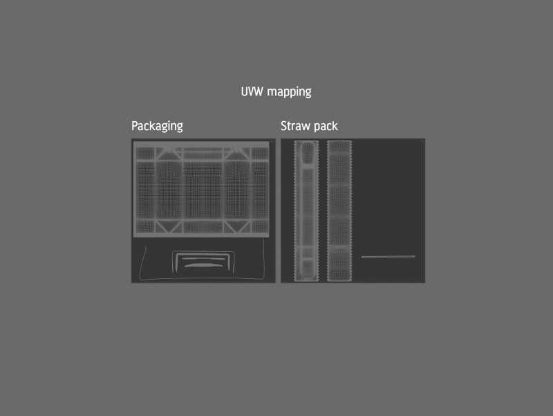 Tetra Pak Brick Base 100ml with Pull Tab and a packaged straw packaging 3d model pak