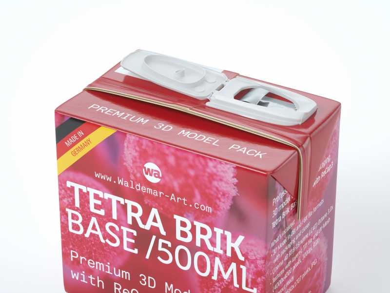 Professional Packaging 3D model pak of Tetra Pack Brick Base 500ml with ReCap3