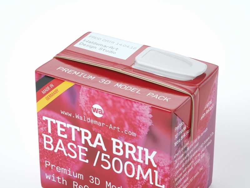 Professional Packaging 3D model pak of Tetra Pack Brick Base 500ml with ReCap3