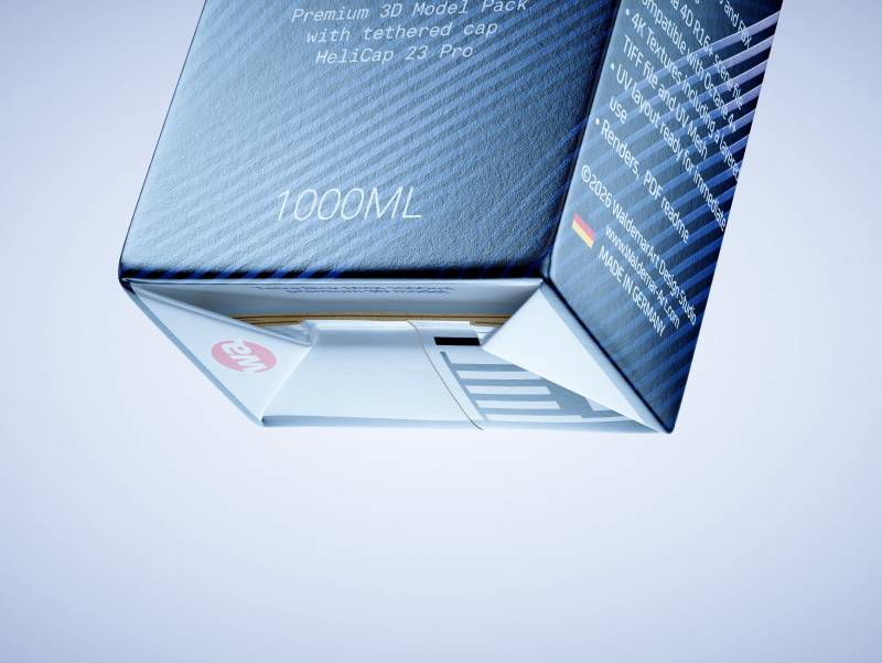 Tetra Brick MID 1000ml with HeliCap23 Pro premium carton milk packaging 3D model