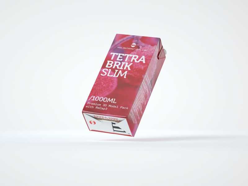 Tetra Pack Brick Slim 1000ml with ReCap3 packaging 3D model pak