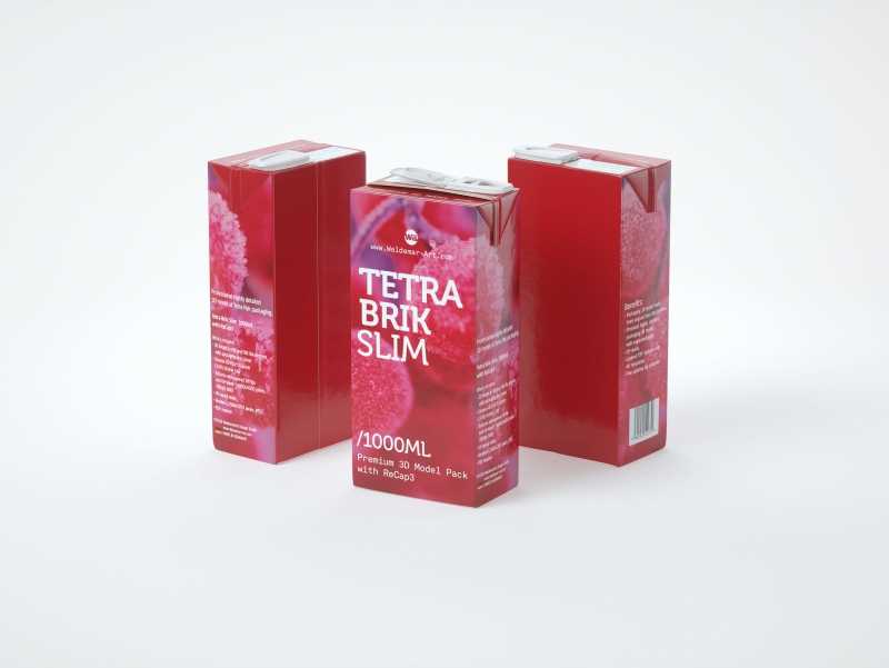 Tetra Pack Brick Slim 1000ml with ReCap3 packaging 3D model pak