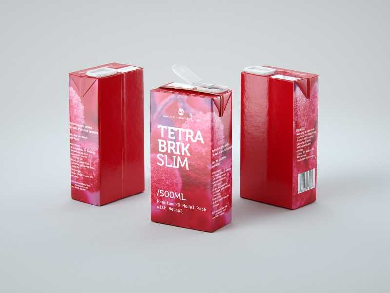 Tetra Pack Brik Slim 500ml with ReCap2 Premium package 3D model pak