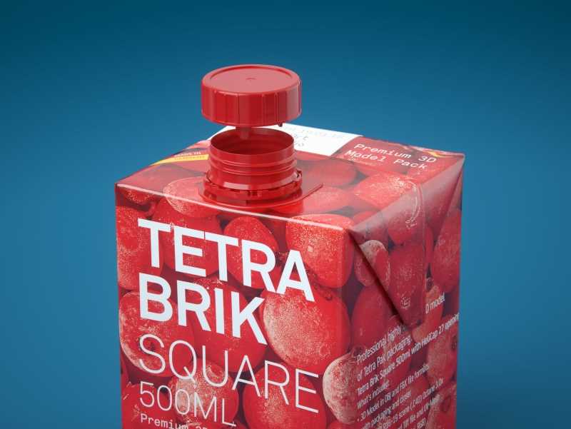 Tetra Pack Brick Square 500ml with HeliCap 27 3D model pak