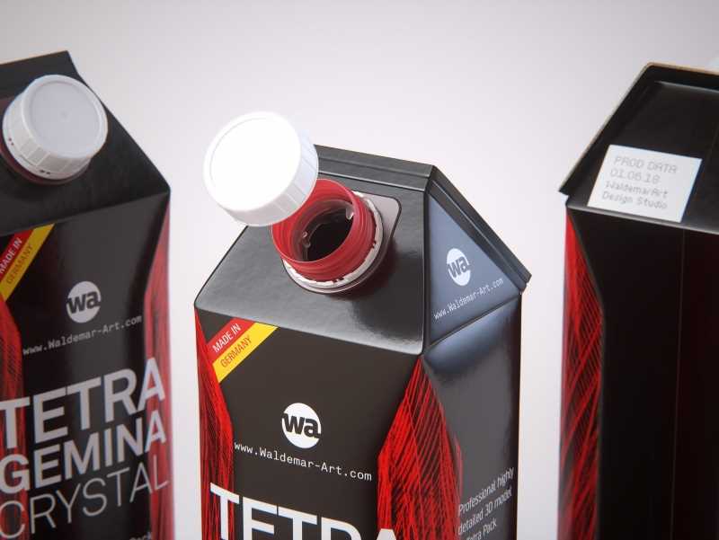 Tetra Pack Gemina Base Crystal 1000ml with HeliCap 27 Premium packaging 3d model pak.
