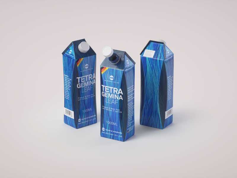Packaging 3d model pak of Tetra Pack Gemina Leaf 1000ml with HeliCap 27