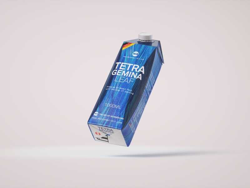 Packaging 3d model pak of Tetra Pack Gemina Leaf 1000ml with HeliCap 27