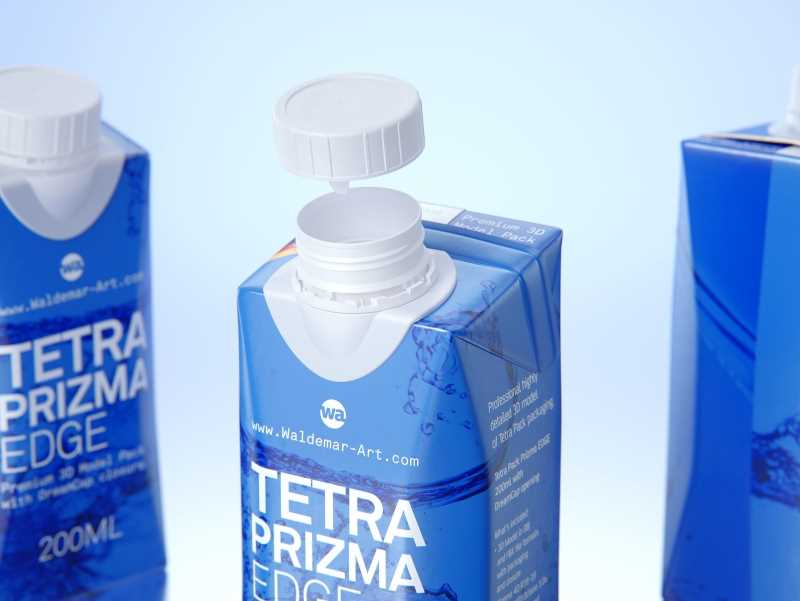 Tetra Pack Prisma EDGE 200ml with DreamCap Premium carton packaging 3D model pak
