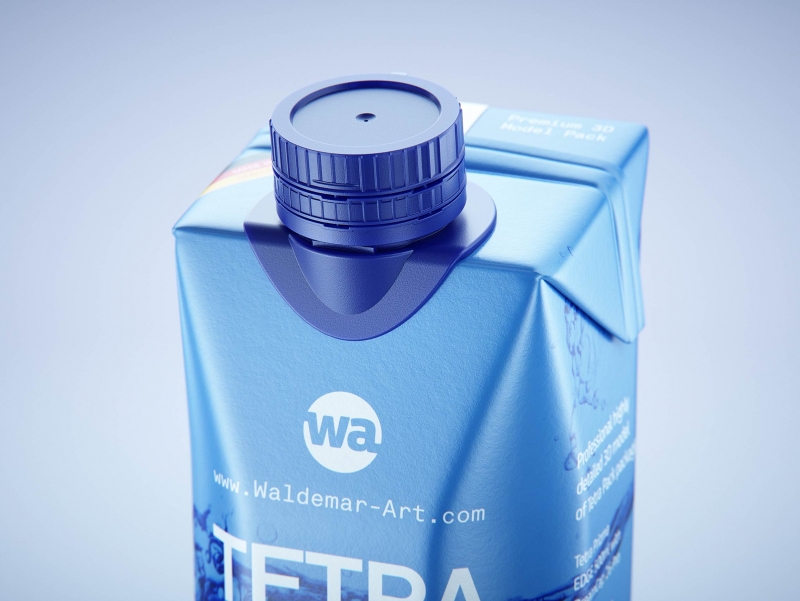 Premium packaging 3d model of Tetra Pack Prisma EDGE 500ml with tethered cap DreamCap 26 Pro