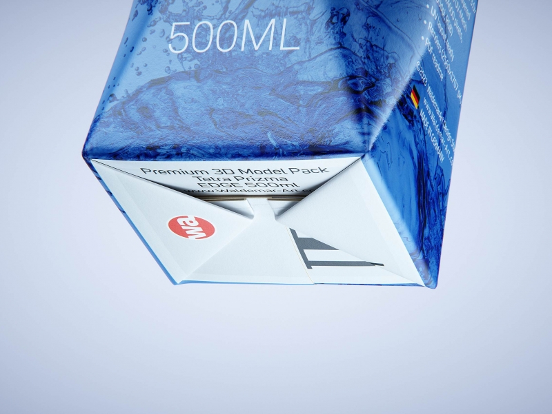 Premium packaging 3d model of Tetra Pack Prisma EDGE 500ml with tethered cap DreamCap 26 Pro