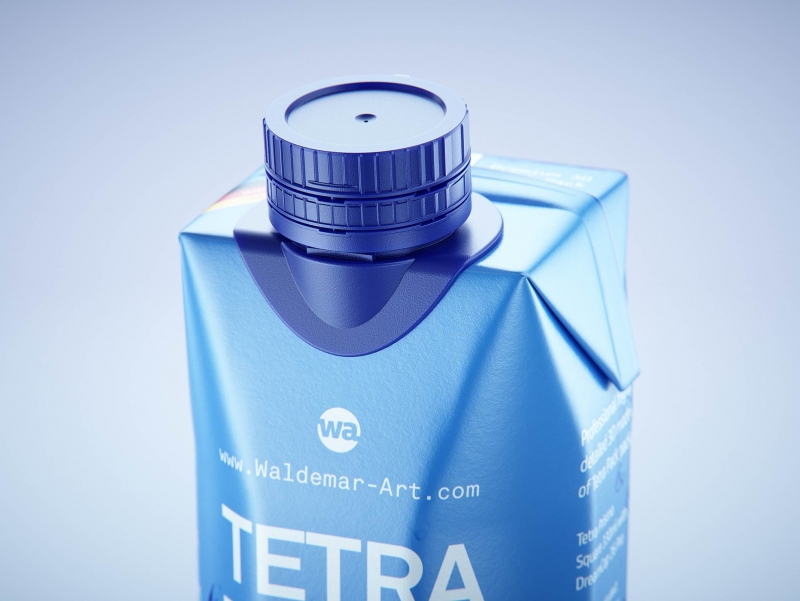 Premium packaging 3d model of Tetra Pack Prisma Square 330ml with tethered cap DreamCap 26 Pro