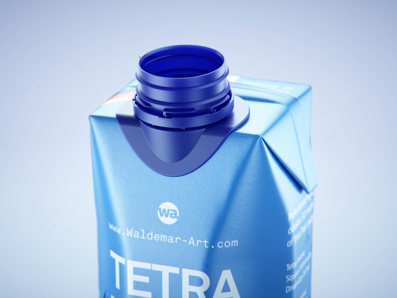 Premium packaging 3d model of Tetra Pack Prisma Square 330ml with tethered cap DreamCap 26 Pro