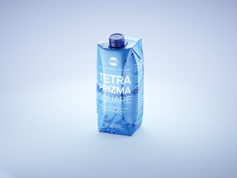 Tetra Prisma Square 750ml with HeliCap 26 Pro premium juice carton packaging 3d model