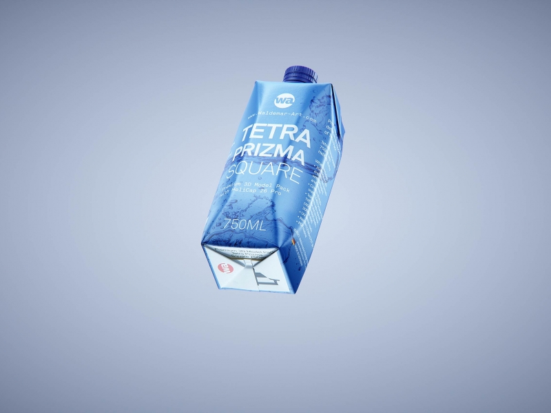 Tetra Prisma Square 750ml with HeliCap 26 Pro premium juice carton packaging 3d model