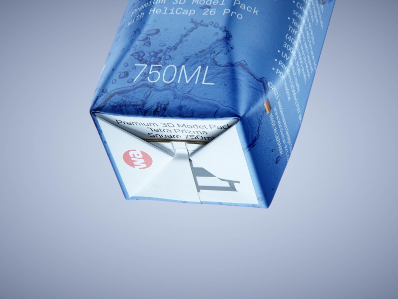 Tetra Prisma Square 750ml with HeliCap 26 Pro premium juice carton packaging 3d model
