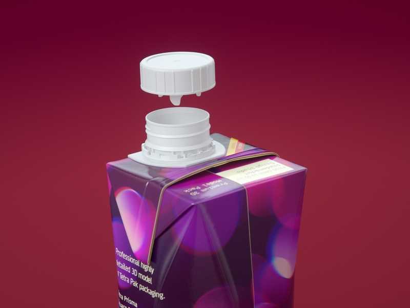 Tetra Pack Prisma Square 330ml 3D model pak with DreamCap 26 opening