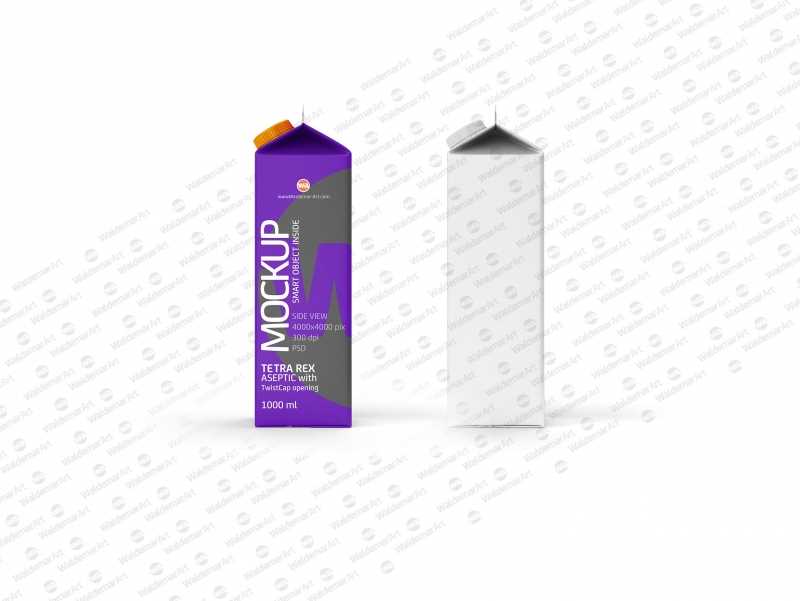 Photoshop Mockup of Tetra Pack Rex 1000ml with TwistCap Side View