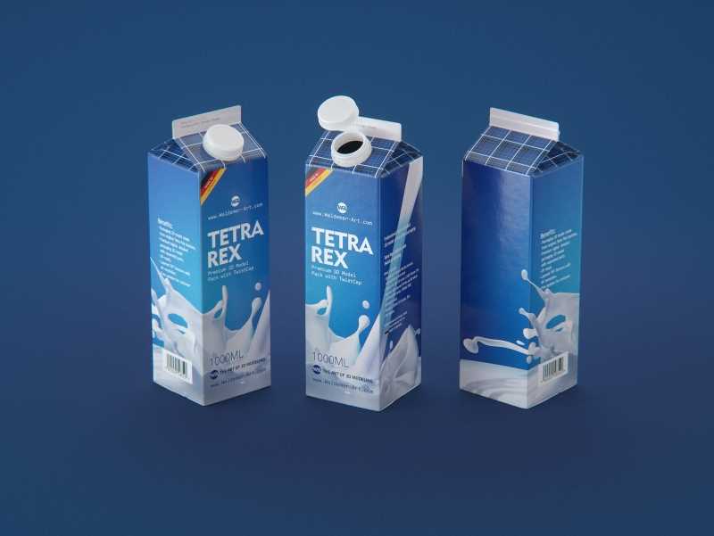 Tetra Rex 1000ml carton packaging 3d model with TwistCap