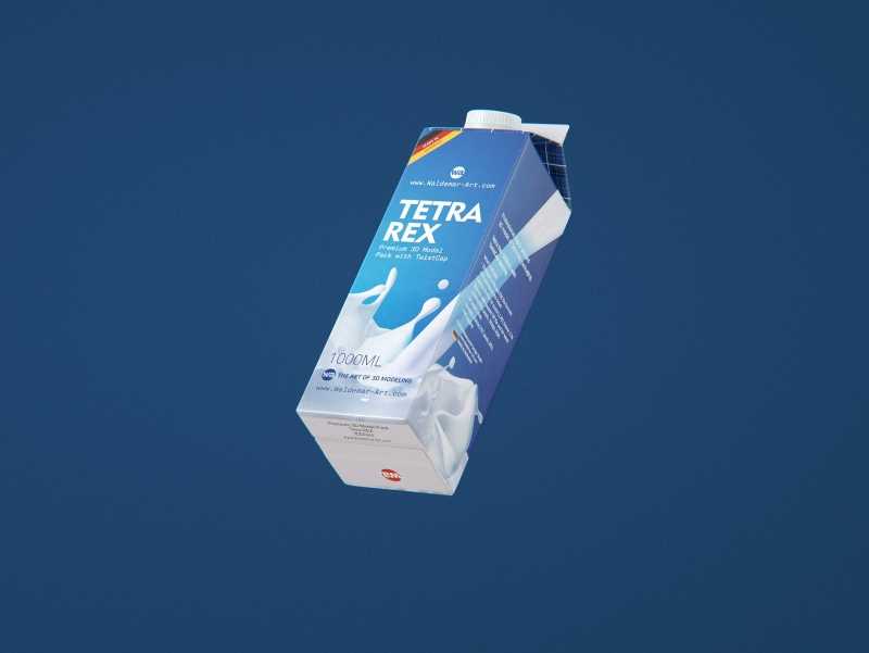 Tetra Rex 1000ml carton packaging 3d model with TwistCap