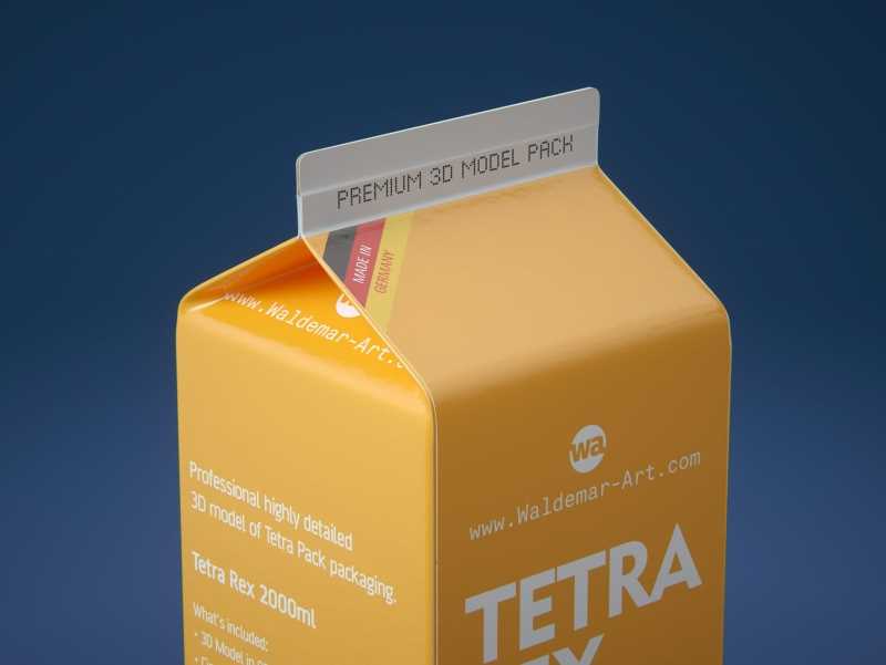 Tetra Pack REX 2000ml Professional carton packaging 3D model pak