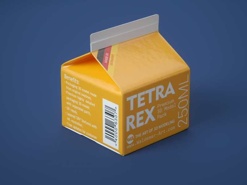Tetra REX 250ml Professional carton packaging 3D model pak
