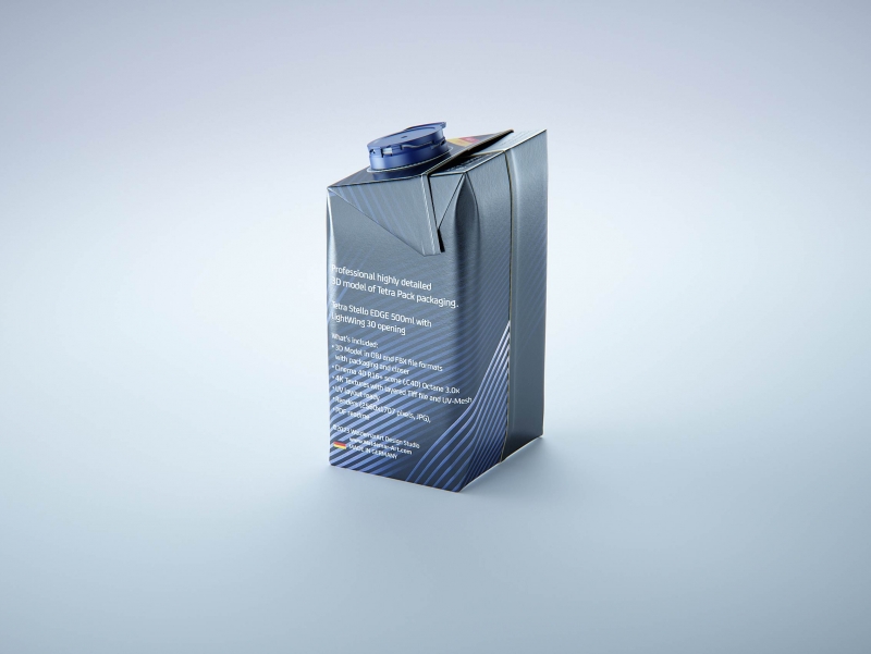 Tetra Stelo Edge 500ml with LightWing 30 premium carton packaging 3D model