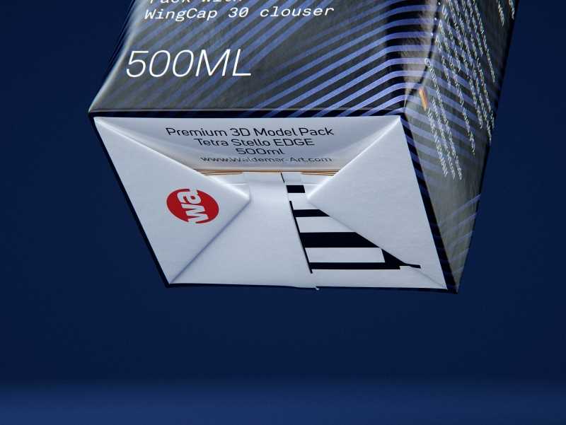 Packaging 3d model of Tetra Pack Stello EDGE 500ml with WingCap 30