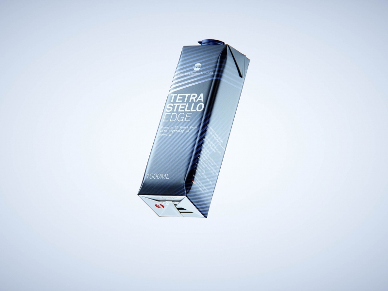 Tetra Pak Stelo Edge 1000ml with LightWing 30 premium carton packaging 3D model