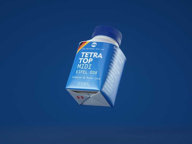 Tetra Top MIDI 200ml 3D model of carton package with Eifel O38 closure