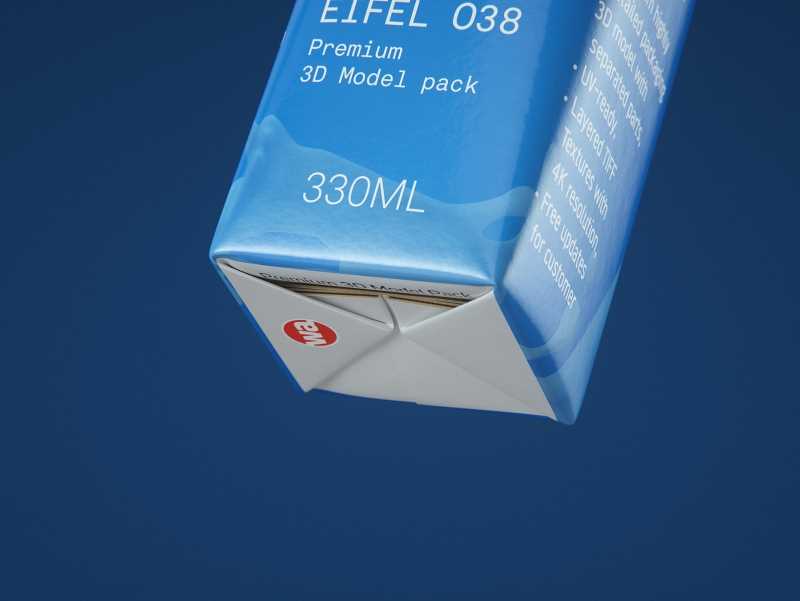 Packaging 3D model pak of Tetra Pack Top Midi 330ml with Eifel-O38